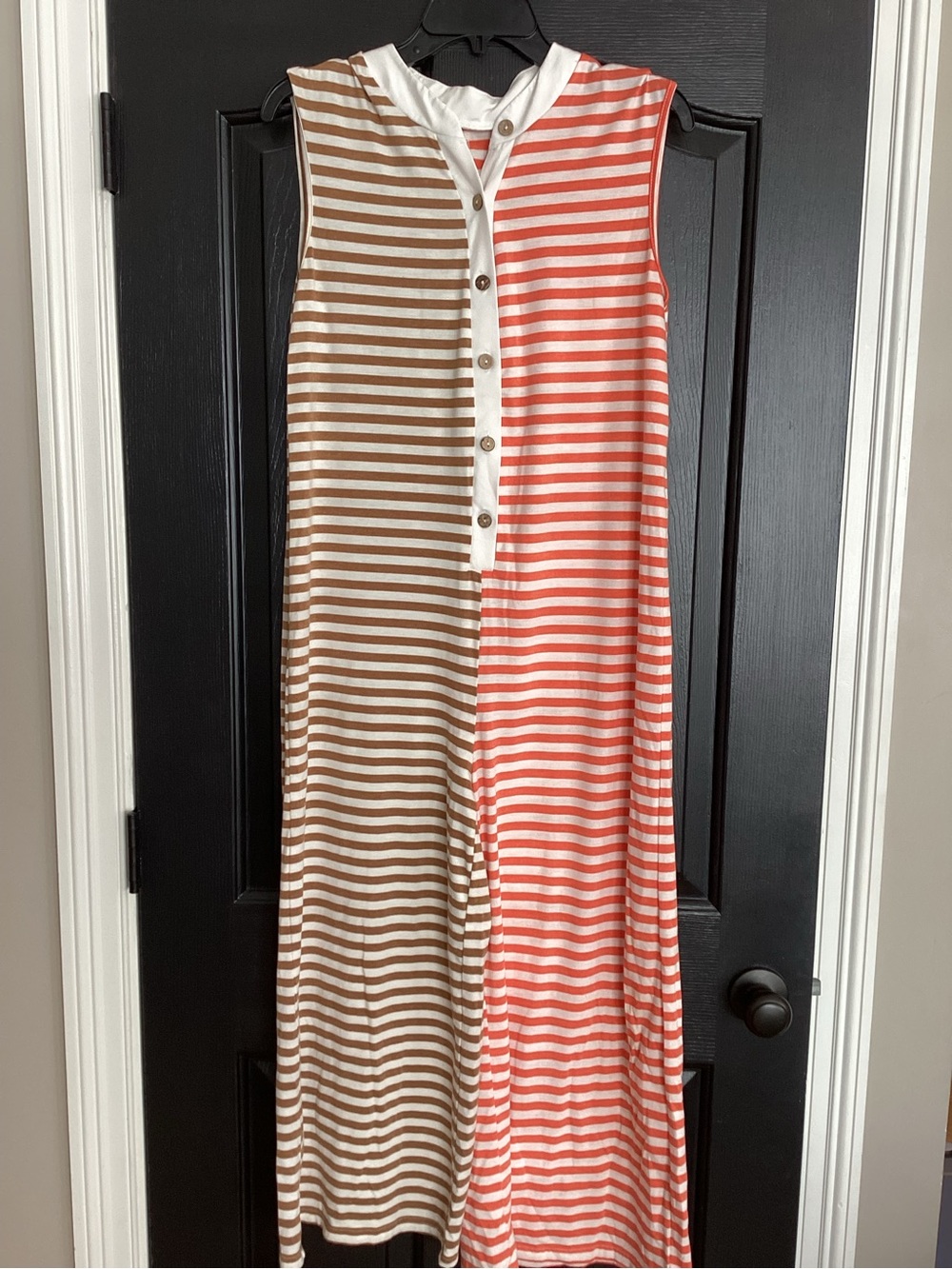 SHEIN Two-Tone Striped One-Piece in Coral and Tan